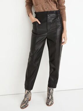Madewell Vegan Leather Pull-On Paperbag Pants